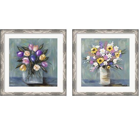 Mixed Pastel Bouquet 2 Piece Framed Art Print Set by Jade Reynolds
