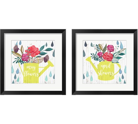 April Showers & May Flowers 2 Piece Framed Art Print Set by Studio W
