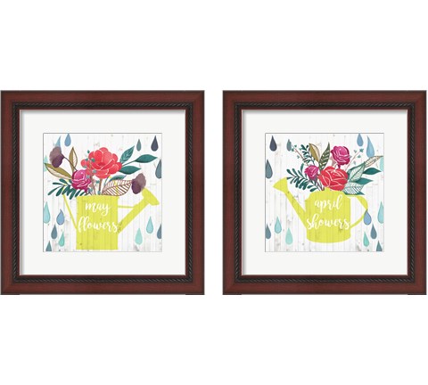 April Showers & May Flowers 2 Piece Framed Art Print Set by Studio W