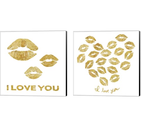 I Love you Gold Lips 2 Piece Canvas Print Set by Posters International Studio