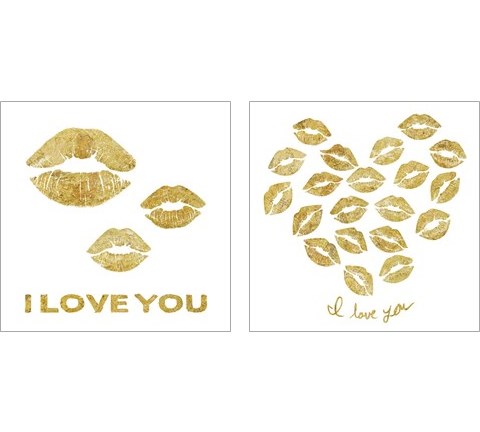 I Love you Gold Lips 2 Piece Art Print Set by Posters International Studio