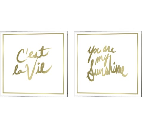 Gold on White 2 Piece Canvas Print Set by Posters International Studio