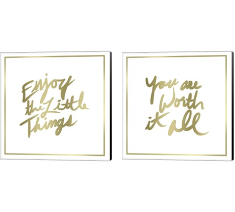 Gold on White 2 Piece Canvas Print Set by Posters International Studio
