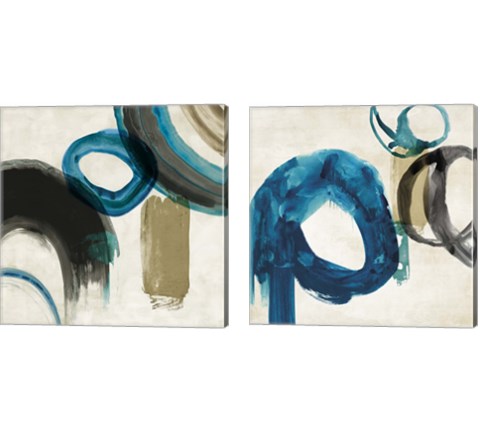 Blue Ring 2 Piece Canvas Print Set by PI Galerie