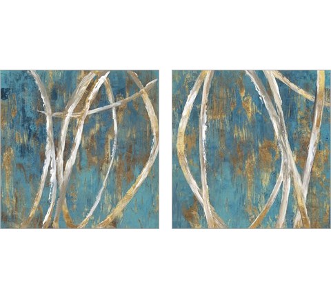 Teal Abstract 2 Piece Art Print Set by PI Galerie