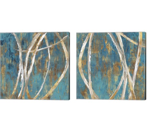 Teal Abstract 2 Piece Canvas Print Set by PI Galerie