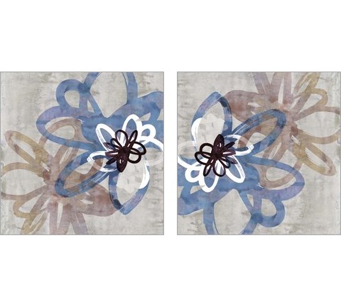 Scribbled Floral 2 Piece Art Print Set by Edward Selkirk