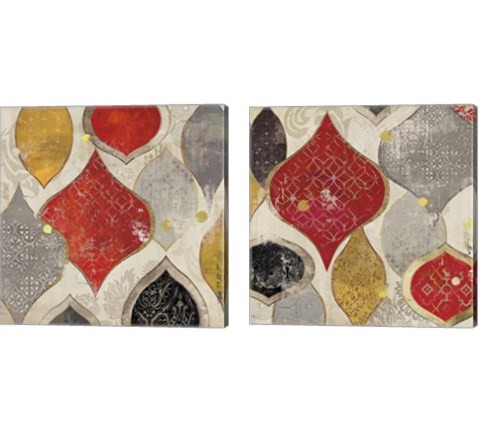 Red Motif 2 Piece Canvas Print Set by Aimee Wilson