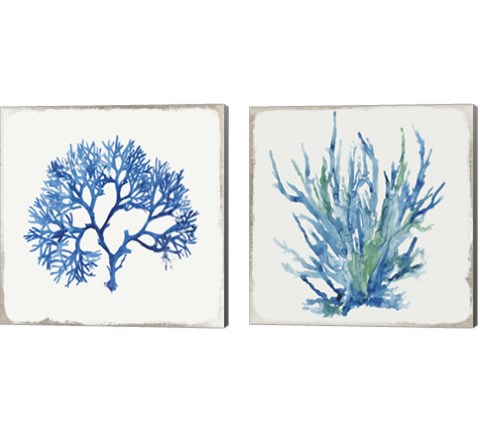Blue and Green Coral  2 Piece Canvas Print Set by Aimee Wilson