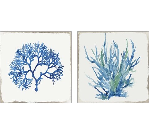 Blue and Green Coral  2 Piece Art Print Set by Aimee Wilson