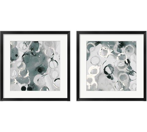 Teal Spatter  2 Piece Framed Art Print Set by Posters International Studio