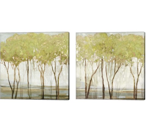 Green Canopy 2 Piece Canvas Print Set by Allison Pearce