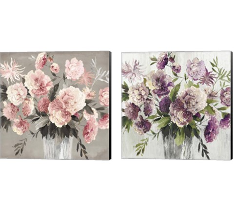 Peach & Purple Bouquet 2 Piece Canvas Print Set by Asia Jensen