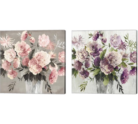 Peach & Purple Bouquet 2 Piece Canvas Print Set by Asia Jensen