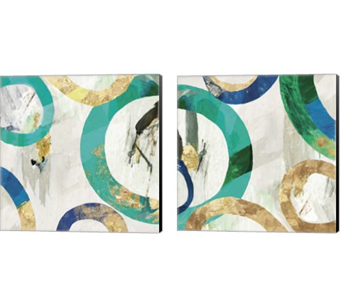 Green Rings 2 Piece Canvas Print Set by Tom Reeves
