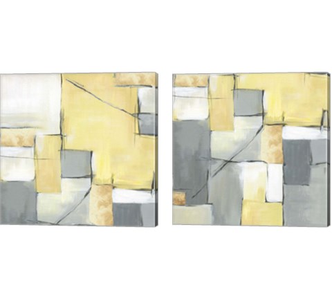 Golden Abstract 2 Piece Canvas Print Set by Eva Watts