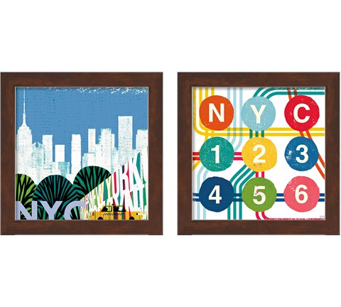 New York City Life NYC 2 Piece Framed Art Print Set by Michael Mullan