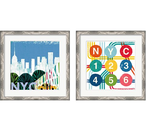 New York City Life NYC 2 Piece Framed Art Print Set by Michael Mullan