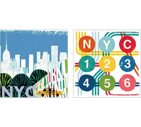 New York City Life NYC 2 Piece Art Print Set by Michael Mullan