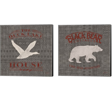 Soft Lodge Dark with Red 2 Piece Canvas Print Set by Janelle Penner