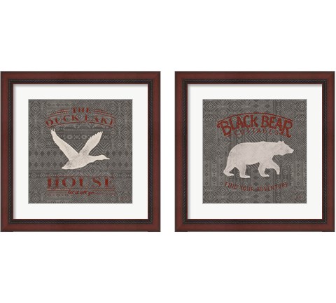 Soft Lodge Dark with Red 2 Piece Framed Art Print Set by Janelle Penner