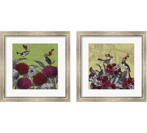 Blooming Birds Florals 2 Piece Framed Art Print Set by Fab Funky