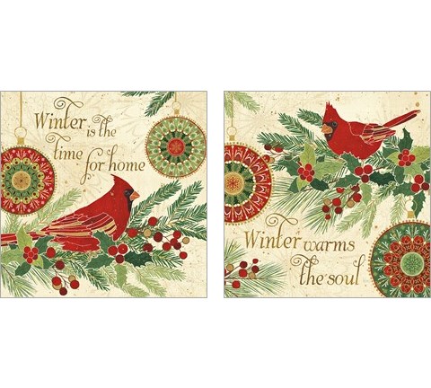 Winter Feathers 2 Piece Art Print Set by Veronique Charron