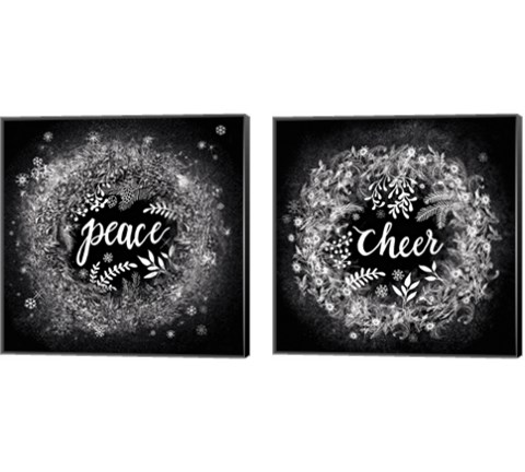 Frosty Christmas Words 2 Piece Canvas Print Set by Mary Urban