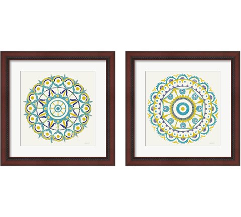 Lakai Circle Blue and Yellow 2 Piece Framed Art Print Set by Kathrine Lovell