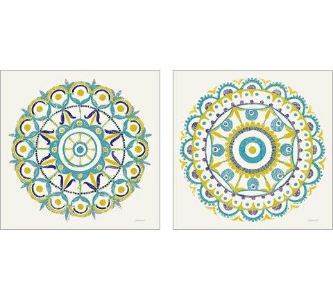 Lakai Circle Blue and Yellow 2 Piece Art Print Set by Kathrine Lovell