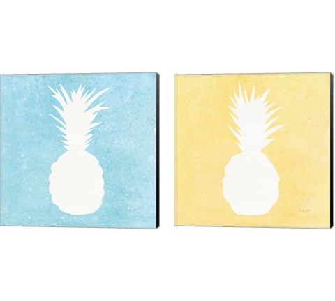 Tropical Fun Pineapple Silhouette 2 Piece Canvas Print Set by Courtney Prahl