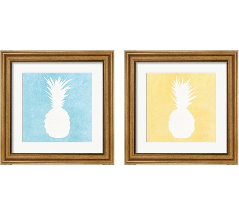 Tropical Fun Pineapple Silhouette 2 Piece Framed Art Print Set by Courtney Prahl