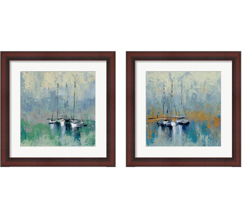 Boats in the Harbor 2 Piece Framed Art Print Set by Silvia Vassileva