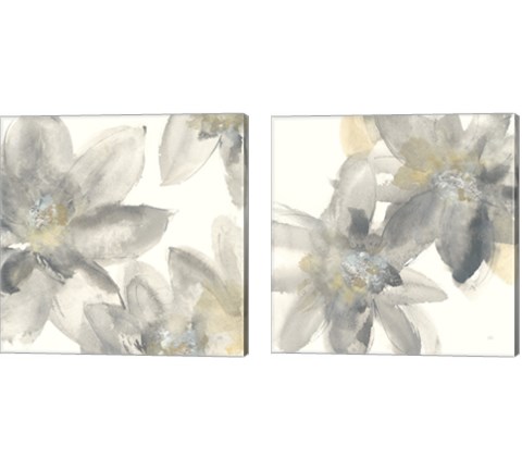 Gray and Silver Flowers 2 Piece Canvas Print Set by Chris Paschke