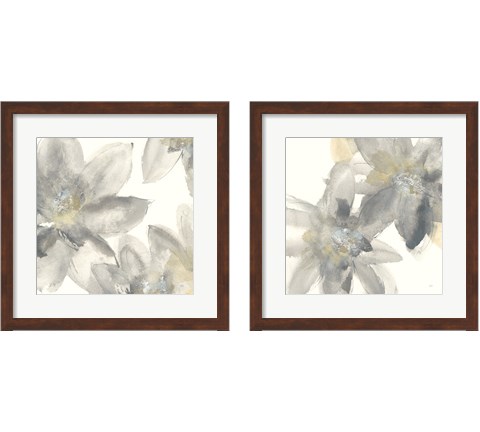 Gray and Silver Flowers 2 Piece Framed Art Print Set by Chris Paschke