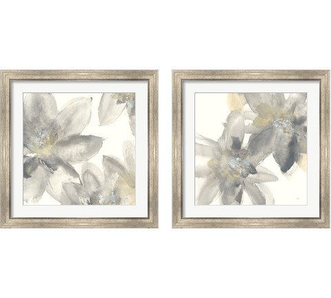 Gray and Silver Flowers 2 Piece Framed Art Print Set by Chris Paschke