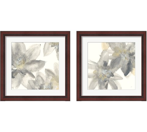 Gray and Silver Flowers 2 Piece Framed Art Print Set by Chris Paschke