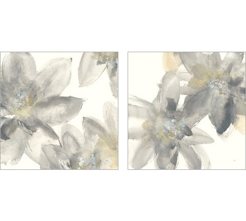 Gray and Silver Flowers 2 Piece Art Print Set by Chris Paschke
