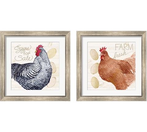 Life on the Farm Chicken 2 Piece Framed Art Print Set by Kathleen Parr McKenna