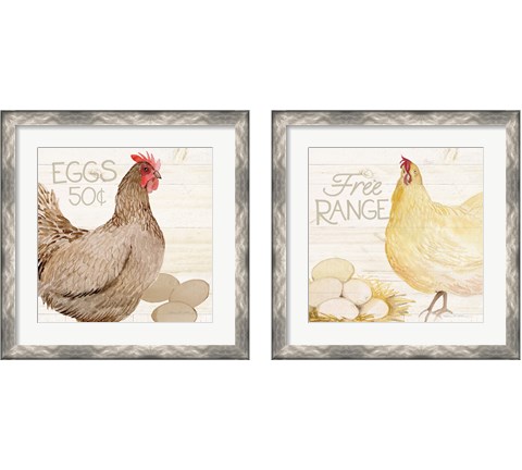 Life on the Farm Chicken 2 Piece Framed Art Print Set by Kathleen Parr McKenna
