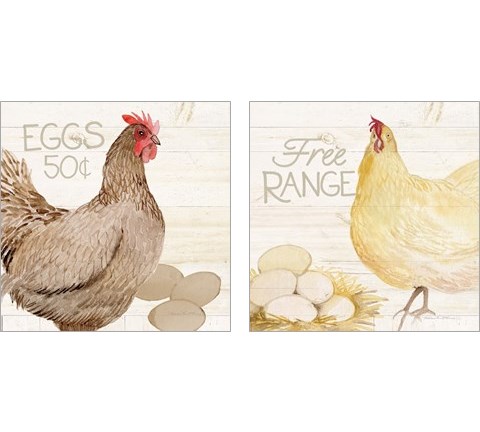 Life on the Farm Chicken 2 Piece Art Print Set by Kathleen Parr McKenna