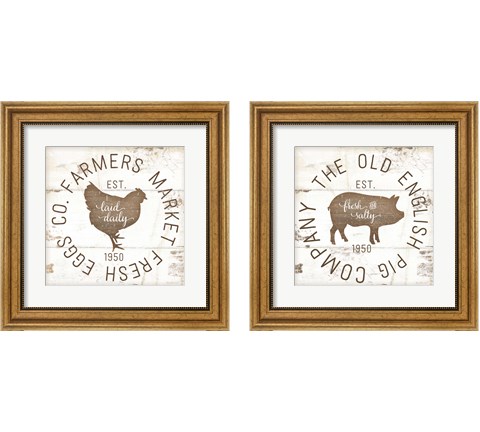 Rustic Farm Signs - Brown 2 Piece Framed Art Print Set by Jennifer Pugh