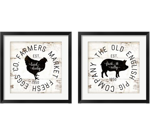 Rustic Farm Signs - Black 2 Piece Framed Art Print Set by Jennifer Pugh