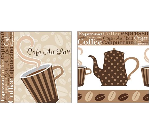 Cafe Au Lait Cocoa Latte 2 Piece Art Print Set by ND Art & Design