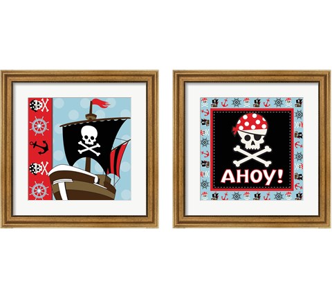 Ahoy Pirate Boy 2 Piece Framed Art Print Set by ND Art & Design