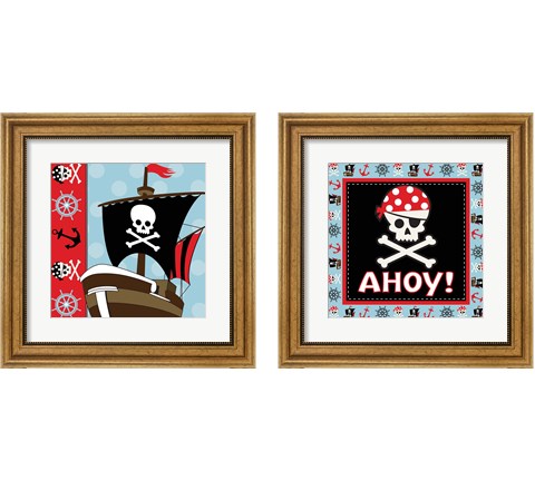 Ahoy Pirate Boy 2 Piece Framed Art Print Set by ND Art & Design