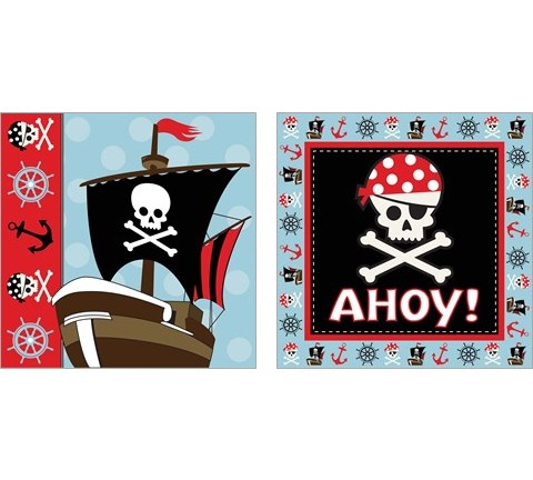 Ahoy Pirate Boy 2 Piece Art Print Set by ND Art & Design