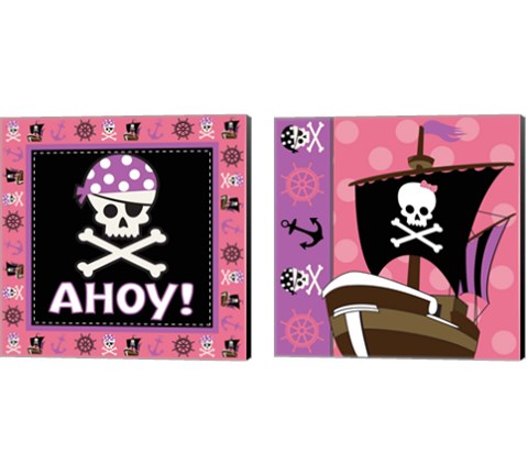 Ahoy Pirate Girl 2 Piece Canvas Print Set by ND Art & Design