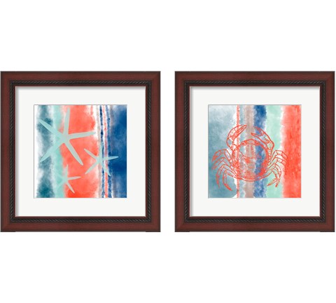 Sealife Stripes 2 Piece Framed Art Print Set by Ramona Murdock