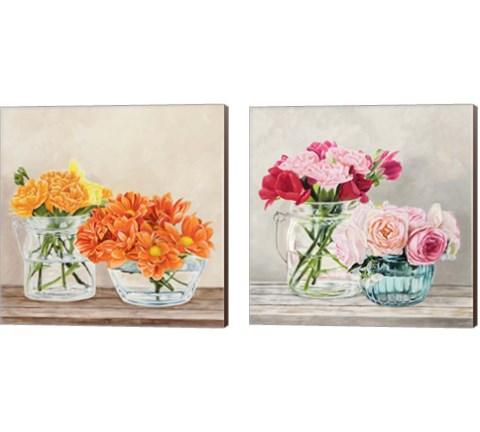 Fleurs et Vases Jaune 2 Piece Canvas Print Set by Remy Dellal